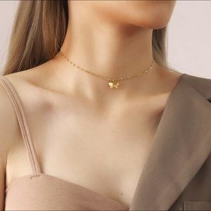Dainty 18k Gold Plated Titanium Butterfly Necklace